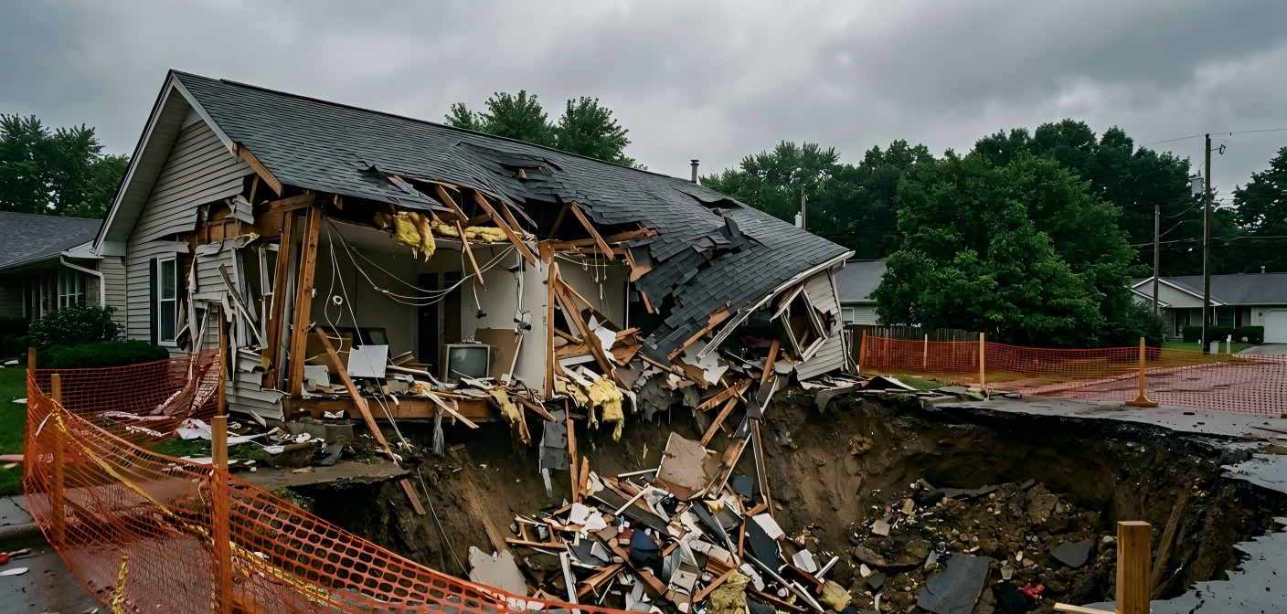 Sinkhole damage to home Central Florida